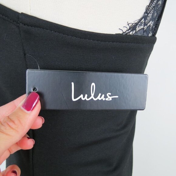 LULU'S Women's Black Fitted Bodycon Mini Dress with Open Lace Back M NWT - Picture 8 of 10